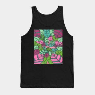 Tropical Leaves in Pink and Green Tank Top